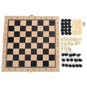 Jeu D'&eacute;checs Interactif 3 En 1 En Bois, Jeu De Dames Et Backgammon Pliable Et Portable, 24 X 24 Cm - Neuf