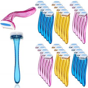 30 Pi&egrave;ces Rasoirs De Bikini Rasoir De Beaut&eacute; En T Tondeuse Bikini Rasoir De Bikini Personnel Femmes Petite Tondeuse D`Aisselles (Rose Clair, Jaune Clair, Bleu Clair) - Neuf