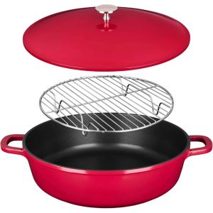 Subzonal-716946 Sauteuse/Cocotte Multifonction 6-En-1 &Oslash;28cm Fonte Aluminium &iquest; Anti-Adh&eacute;rent Sans Pfoa Effet Pierre - Panier Vapeur Grille R&ocirc;tissoire Couvercle &Agrave; Picots &iquest; Tous Feux Dont Induction & Fo - Neuf