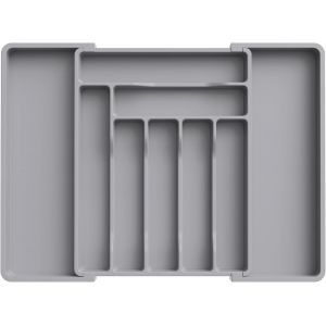 Eryi-Range Couverts Pour Tiroir, Rangement Couvert Extensible Et Ajustable Pour Tiroir De Cuisine, Support De Rangement En Plastique Pour Couverts, Cuillères, Fourchettes, Couteaux, Grand, Gris - Neuf
