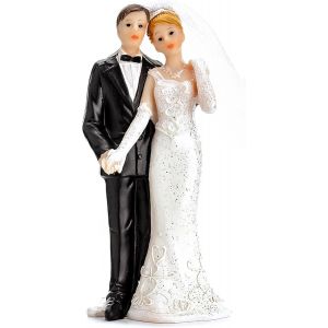 SANSH-Figurine Cake Topper pour Gâteau de Mariage - Couple de Jeunes Mariés, Décoration de Table, Pièce Maîtresse en Résine - Hauteur 11 cm - Neuf