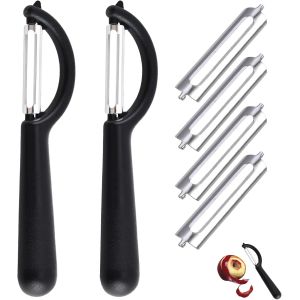 2 Pcs Éplucheur Universel,Eplucheur Légumes Manuel Avec 4 Lames De Rechange Econome Legumes Couteau Pomme De Terre Poignée Ergonomique Multifonction Pour Cuisine En Inox Pour Légumes Potatoes Fruits - Neuf