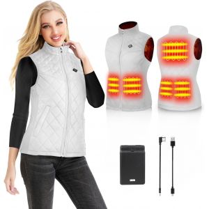Gilet Chauffant Femme, Veste Chauffante Avec Batterie, &Eacute;lectrique Gilet Chauff&eacute; Avec 5 Zones De Chauffage,3 Niveaux De Temp&eacute;rature Pour Ski En Plein Air Randonn&eacute;e Camping - Neuf