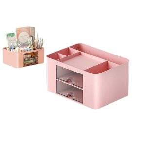 Organiseur de bureau avec 2 tiroirs et 5 compartiments pour fournitures de bureau et effets personnels - Neuf