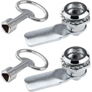 serrures triangle de boîte de compteur électrique et de gaz avec clé triangulaire pour armoire à came,verrou triangle serrure de boîte aux lettres,serrure de porte de métro (Argent-2PCS) - Neuf