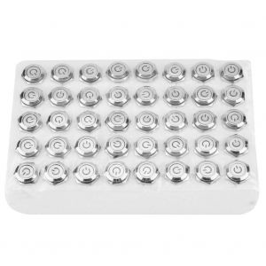 Lot de 40 interrupteurs a bouton-poussoir momentanes en metal, 16 mm, reinitialisation automatique, tete plate, 24 V, lumiere LED, 5 broches (vert) - Neuf