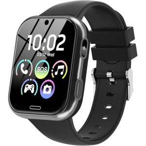 Montre Connectée Enfant - Smartwatch Téléphone Pour Fille Garçon Avec Appel Sos, Réveil, Jeux, Montre Intelligente Enfants De 4 À 12 Ans Cadeau Avec Musique, Appareil Photo, Lampe Poche, Noir - Neuf