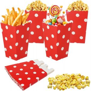 40 Pièces Popcorn Boîtes, Boîtes À Pop Corn Conteneur Carton Sacs En Papier Pour Bonbons, Cadeaux, Fête D'anniversaire, Cinéma, Collations (Pois) - Neuf