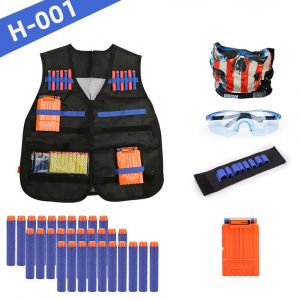 Kit De Gilet Tactique Pour Enfants,S&eacute;rie De Pistolets Nerf,Recharge De Fl&eacute;chettes,Clips De Recharge,Masque Tactique,Bracelet Et Lunettes De Protection,Jouets Gilet Nerf - Type H001 - Neuf