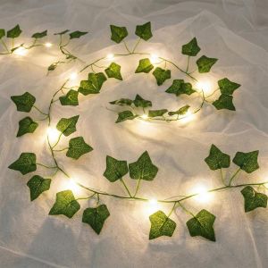 Kalanka-Guirlande Lumineuse Feuille De Lierre, 2m 20 Led Guirlande Feuille, Cha&icirc;ne Lumineuse De Lierre Pour Int&eacute;rieur, Mariage, Bureau, D&eacute;coration De F&ecirc;te - Neuf