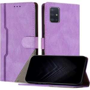 KAL-&Eacute;tui Pour Samsung Galaxy A71 4G, Housse En Cuir Pu Avec [Protection Antichoc Tpu] [Fonction Support] [Porte-Cartes ] Antichoc Magn&eacute;tique Coque Pour Galaxy A71 4G - Violet - Neuf