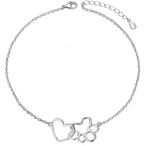 Bracelet Patte En Argent Sterling 925 Avec C?ur, Chien, Chat, Pattes, Bijoux Cadeaux Pour Femme, Fille, Chien, Amoureux Du Chat - Neuf