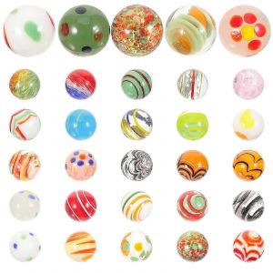 30Pcs Rond Marbres Perles Verre Coloré Marbres Enfants Boules de Verre Jouets Petites Billes Colorées - Neuf