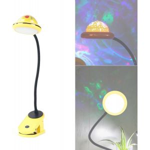 Les Enfants Clip Lampe De Bureau, Une Étoile Jaune Lampe De Bureau, Rechargeable Par Usb Led Clip Lampe De Lecture Avec La Star De Projection, 4000k Touch Réglable Sur 360° Cou - Neuf