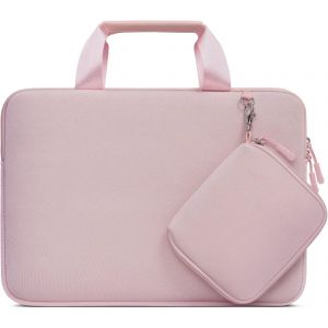 TWK-Housse Ordinateur Portable 13,3 Pouces, Compatible avec MacBook Air/Pro 13 / Pro 14, HP Dell ASUS,13-13,3 Pouces Neoprene Sac Porte-Documents avec Petite Valise Détachable, Rose - Neuf