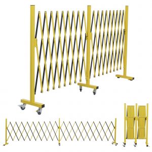 Barri&egrave;re En Aluminium Hwc-B34, Barri&egrave;re Extensible Avec Roulettes, Extensible 110 X 60-500 CmJaune-Noir - Neuf