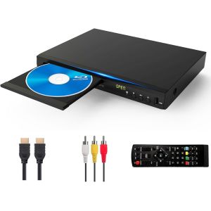 VornixorSarlshop-Lecteur DVD Blu-Ray multim&eacute;dia pour Films et Musique Dolby Audio Full HD 1080p avec Sortie HDMI/Sortie AV/Sortie coaxiale/Disque Blu-Ray pour r&eacute;gion B/2 - Neuf