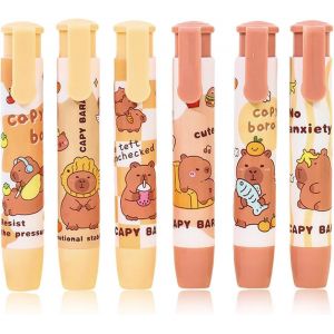 6 Pièces Gomme Kawaii Capybara,Gommes Capybara,Gommes Rétractable Pour Enfants,Étudiants,Gommes Rétractable,Gommes Rétractables Pour Enfants,Étudiants - Neuf