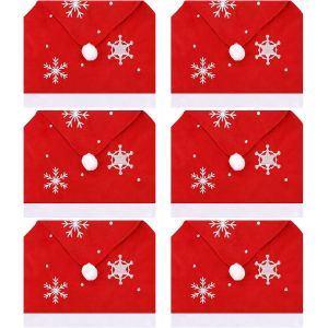 Housses de chaise de No&euml;l,6 pi&egrave;ces housses de si&egrave;ge de no&euml;l housses de chaise de chapeau de p&egrave;re no&euml;l housses de chaise de salle &agrave; manger d&eacute;coration de no&euml;l housses de chaise de no&euml;l housses de chai - Neuf