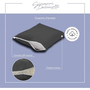 Cauc-| Lot De 2 Taies D'oreiller Pour Canap&eacute;, 50 X 50 Cm, Housses De Coussin D&eacute;coratives, 100% Coton, Housses Avec Fermeture &Eacute;clair Cach&eacute;e, Gris Fonc&eacute; - Mod&egrave;le Atlanta - Neuf