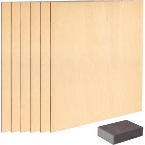 Kalanka-Panneau Bois Contreplaqu&eacute; 2mm - Lot 6x Planche Bois Brut 30 X 30 Cm Pour D&eacute;coupe Gravure Laser Maquette Bricolage Coffrage - Feuille De Bois Planchette Pour Pyrographie - Neuf
