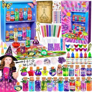 ERYI-Kits De Potions De Fées, Kit Potion Magique Enfant Avec 24 Bouteilles Magiques,Cristaux D'Énergie,Papillons,Pendentif,Potion Magique Cadeaux Créatifs Bricolage Pour Filles De 6 À 12 Ans - Neuf