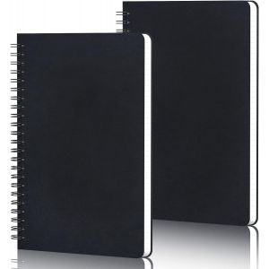 Carnet Spirale A5-2 Pièces Cahier Spirale A5 Page Blanche - 14x21cm Carnet De Notes Feuille Blanche 100g Papier - 60 Feuilles Bloc Note Des Cahiers Spirale A5 De Dessin, Noir - Neuf