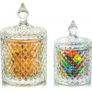Plats De Bonbons Avec Couvercles Conteneurs De Bonbons Bocal Transparent En Verre Pour Buffet De Bonbons Plats De Buffet De Bonbons Décoratifs Pour La Farine De Pothicaire.[T63] - Neuf