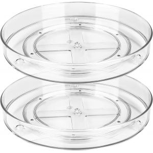 Lot De 2 Plateaux Tournants Pour Placard,Étagères À Épices Rotatives À 360° Pour Armoire De Cuisine,Placard En Acrylique Transparent,Plateau Rotatif À Condiments,Étagère À Épices Multifonction - Neuf