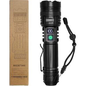 Cmwx-Lampe Torche Led Rechargeable 5000mah, Lampes Tactique De Poche Ultra Puissante En Aluminium, Zoomable 5 Modes D'éclairage, Ip65 Étanche Pour Camping Randonnée Urgence - Neuf