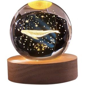 Veilleuse En Cristal Galaxie 3d, Boules De Verre Veilleuse Chambre B&eacute;b&eacute; Avec Pied De Lampe &Agrave; Led Chargement Usb Cadeau D'anniversaire Id&eacute;al Pour Enfants, Amis, Les Camarades De Cla[Vei9271848] - Neuf