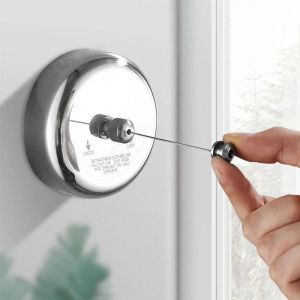 Corde &Agrave; Linge R&eacute;tractable Homee En Acier Inoxydable 304, Corde &Agrave; Linge Robuste Avec Corde En Acier R&eacute;glable, Pour Int&eacute;rieur Et Ext&eacute;rieur, 9,2 Pi. - Neuf