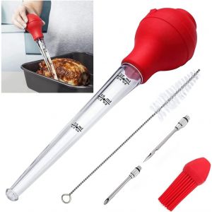 Eryi-Poire À Sauce Poulet Turquie Barbecue Avec Brosse De Nettoyage, Aiguille D'injecteur, Pinceau Burette De Barbecue De Qualité Fda En Caoutchouc Ampoule En Acier Inoxydable - Neuf