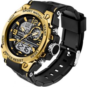 Fdjhy-Montre Homme Montre Digital Sport Homme M Ilitaire Étanche,Grand Écran Analogique Digital Montre Avec Alarme,Led,Chronomètre,Carillon Horaire,Montres Bracelets Multifonctions - Neuf