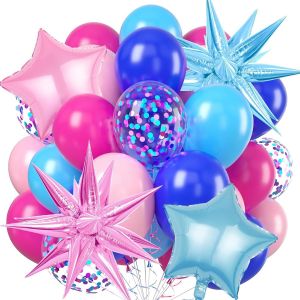 32Pcs Rose Et Bleu Ballons Kit,Avec Ballons Color&eacute;s,Ballon Confettis,Star Balloons,Ballon &Eacute;toile,Rubans Rose Et Bleu,Pour Enfants F&ecirc;te De Soir&eacute;e &Agrave; Th&egrave;me/Anniversaire/Baby Shower - Neuf