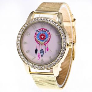 Zhoulianfa Hommes Femmes Tendance Or,Strass,Affichage Analogique,Mouvement Quartz,Montre-Bracelet - Neuf