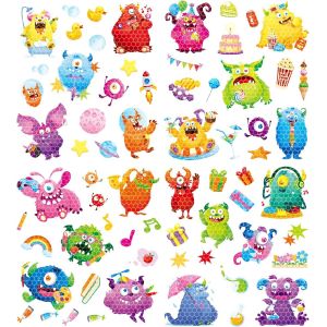 Acdsgd-Autocollants R&eacute;fl&eacute;chissants, Lot De 4 Autocollant Velo Monstre De Dessin Anim&eacute; Autocollants, V&eacute;lo Nuit R&eacute;fl&eacute;chissant S&eacute;curit&eacute; D&eacute;coration, Imperm&eacute;ables R&eacute;fl&eacute;chissants Sticker Pour V&eacute;lo, Casque, Moto - Neuf