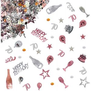 Confettis Anniversaire 70 Ans - Paillettes D&iquest;&iquest;coration de Table pour Anniversaire, Mariage, F&iquest;&ordm;te (Or Rose, Argent) - Neuf