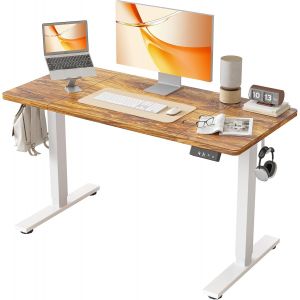SUBZONAL-Bureau r&eacute;glable en Hauteur &eacute;lectrique 120&times;60 cm &iquest; Bureau Assis-Debout Ergonomique, r&eacute;glage Silencieux avec 2 Touches m&eacute;moire, Stable pour Bureau et t&eacute;l&eacute;travail, Couleur Ch&ecirc;ne Vieilli Clair - Neuf