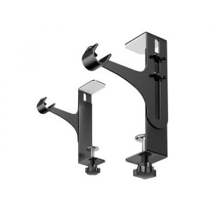 Support Tringle &Agrave; Rideau Sans Per&ccedil;age - R&eacute;glable En M&eacute;tal Noir - Pour Diam&egrave;tre 20-28 Mm - Lot De 2 Pi&egrave;ces - Neuf