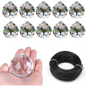 Mevronisshop-10 Pi&egrave;ces Boule De Cristal Clair,Attrape-Soleil En Cristal,Attrape-Soleil Pendentifs,Attrape-Soleil,Boule De Cristal Clair Prisme,Convient Pour La Photographie Du Jardin Du Bureau &Agrave; Domi - Neuf