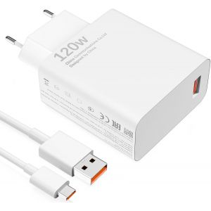 JGD-120W Chargeur Rapide USB C Compatible avec Xiaomi 14T/13T/12T/11T Pro, POCO F7 Ultra/F4 GT, Chargeur Turbo avec 6A 1M C&acirc;ble pour Redmi Note 14/13/12/11 Pro+ 5G - Neuf