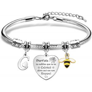 Eryi-Bracelet Lettre Initiale A-Z,Bracelets Pour Amitié,Cadeau Femme Bracelets,Charm Coeur Lettre A-Z Acier Inoxydable,Cadeaux D'anniversaire Pour Femmes Fille Nièce S?ur Amie Filles Maman Tante - Neuf