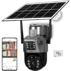 ChenQuanSarl-Caméra De Surveillance Extérieure Avec Batterie Et Solaire, 360 °, Surveillance Extérieure, Avec Moniteur, Système D'Alarme De Vision Nocturne, Wifi, Détecteur De Mouvement, Ip66, Étanch - Neuf