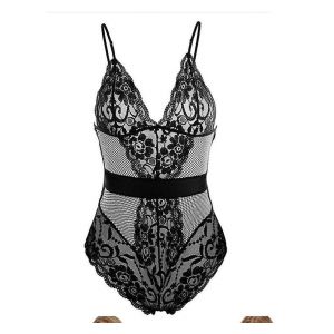 Femmes Lingerie Une Pièce Résille Teddy Dentelle Bonnets Body Mesh Nuisette,S-Xxl (Noir,Xxl) - Neuf