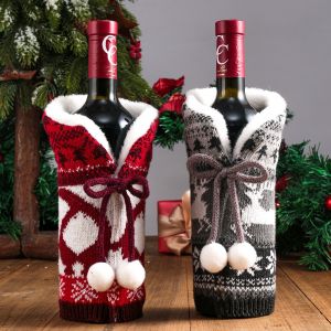 Lot De 2 Housses De Bouteille De Vin Rouge De Noël, Housses De Bouteille De Vin De Noël, Sac De Bouteille De Vin De Noël Réutilisable, Sac De Bouteille De Vin En Tissu De Noël (A) - Neuf