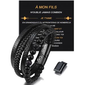 Eryi-Idee Cadeau Homme Bracelet D'infini En Cuir Tressé Marron Lettrage Je T'aime, Anniversaire Homme Cadeau Mari Copain Couple Papa Grand Pere Fils Saint Valentin Fete Des Peres Cadeau Noel Homme - Neuf