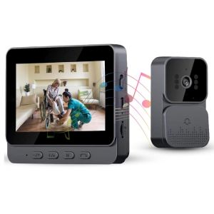 Sonnette sans Fil avec Camera 1080P Visiophone sans Fil avec &eacute;cran IPS De 4.3 Pas de WiFi Requis Interphone Video Vision Nocturne Infrarouge Sonnette Ext&eacute;rieure sans Fil et Ecran Microphone Int&eacute;gr&eacute; - Neuf