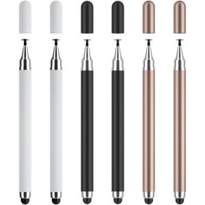 Lot de 6 stylets pour &eacute;cran tactile, stylet &agrave; double extr&eacute;mit&eacute;, stylet de t&eacute;l&eacute;phone, stylet pour tablette tactile en silicone pour tablettes et smartphones - Neuf