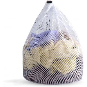 MEVRONISSHOP-Filet a Linge, Avec Cordon Filet Linge Machine à Laver Réutilisable Maille Grossière Sac Linge Sale, pour Manteau, Drap de Lit, Lingerie, Bébé Vêtements Chaussettes (Blanc 80 x 60 cm) - Neuf